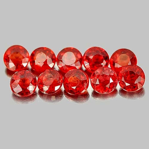 Natural Orangish Red Songea Sapphire 1.10 Ct. 10 Pcs. Round Shape 2.7 Mm. Gemstone From Tanzania (1 of 3)