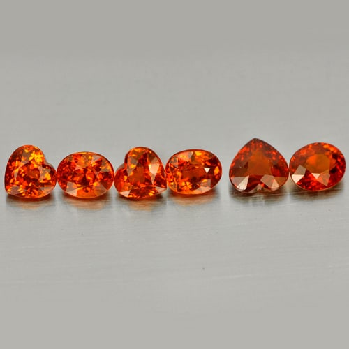 Natural Reddish Orange Spessartine Garnet 3.48 Ct. 6 Pcs. Mix Shape Gemstones From Nigeria: Product ID: 802923991 Product Name: Natural Spessartine Weight: 3.48 CT. Size: 5.2 x 5 x 2.6 MM. Shape: Mix Shape Color: Reddish Orange Clarity:VSI Luster: Good Gems Origin: Nigeria Treatment: Unheate