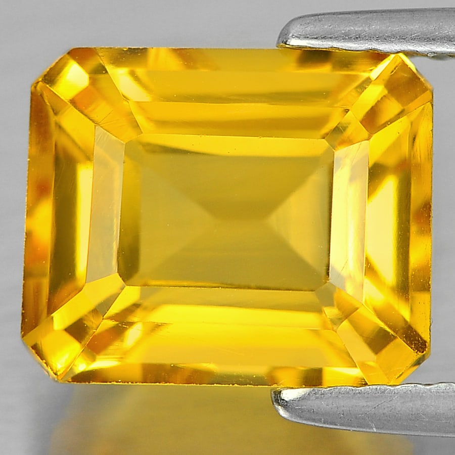 Natural Yellow Citrine 3.41 Ct. VVS Octagon Shape 10 x 8.3 Mm. Gemstone From Brazil (1 of 3)