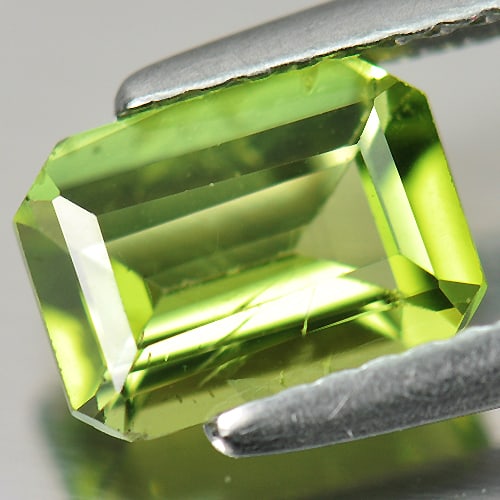 Natural Green Peridot 1.27 Ct. Octagon Shape 8 x 5.9 Mm. Gemstone From Pakistan: Product ID: 805314145 Product Name: Natural Peridot Weight: 1.27 CT. Size: 8 x 5.9 x 3.3 MM. Shape: Octagon Color: Green Clarity:SI1 Luster: Good Gems Origin: Pakistan Treatment: Unheated Crystal Stru