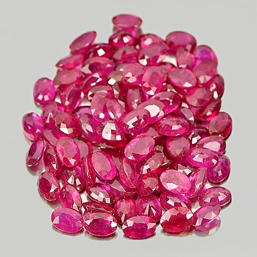 Natural Purplish Red Ruby 45.66 Ct. 65 Pcs. Oval Shape 6.2 X 4.2 Mm. Gemstone From Mozambique (1 of 3)