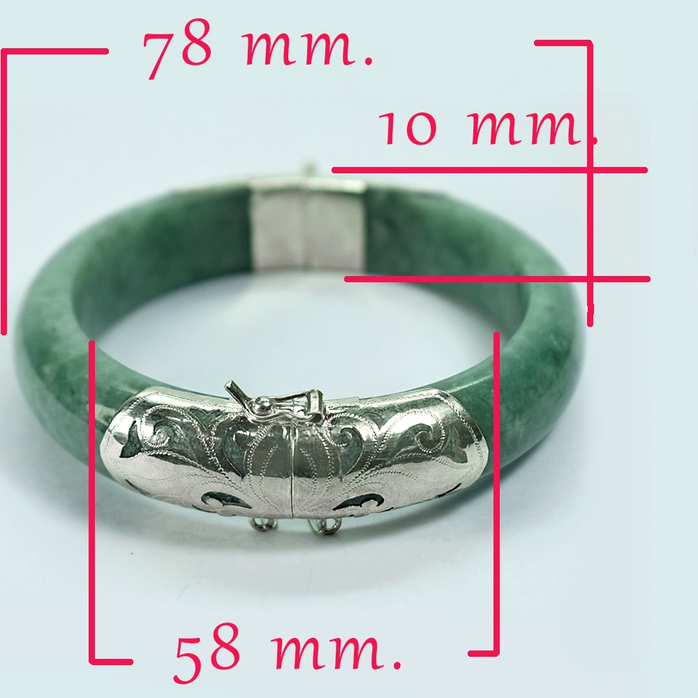 Natural Burmese Jade Bangle 378.38 Ct. Diameter 58 Mm. With Silver Jewelry (1 of 3)