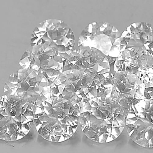 Natural White Topaz 3.07 Ct. 10 Pcs. Round Diamond Cut Size 4.2 Mm. Gemstone From Brazil (1 of 3)