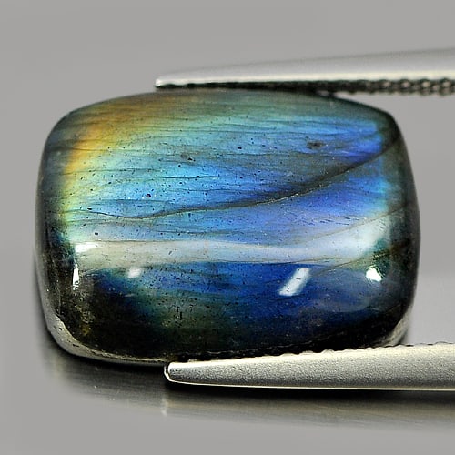 Natural Multi Color Blue Labradorite Doublet 9.20 Ct. Baguette Cabochon Shape 16 x 11.8 Mm. Gemstone (1 of 3)