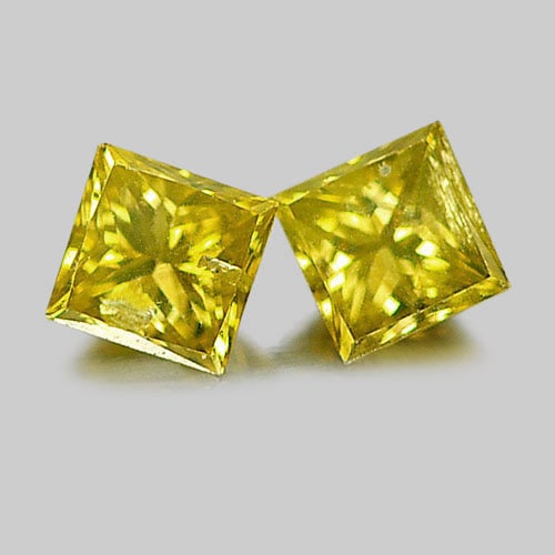 Natural Loose Yellow Diamond 0.27 Ct. 2 Pcs. Square Princess Cut 2.9 x 2.9 Mm.: Product ID: 802102960 Product Name: Natural Enhanced Diamond Weight: 0.27 CT. Size: 2.9 x 2.9 x 2 MM. Shape: Square Princess Cut Color: Yellow Clarity:SI1 Luster: Scintillating Gems Origin: Belgium Tr
