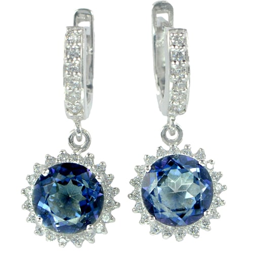 Natural Mystic Blue Quartz 925 Sterling Silver Earrings Jewelry 6.16 Grams (1 of 3)