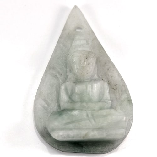 Natural White Green Jade 47.17 Ct. Buddha Carving 38 x 25 Mm. Unheated From Thailand: Product ID: 819811967 Product Name: Natural Jade Weight: 47.17 CT. Size: 38 x 25 x 8.7 MM. Shape: Buddha Carving Color: Green Clarity:Opaque Luster: Good Gems Origin: Thailand Treatment: Unheated Crys