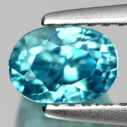 Natural Blue Zircon 1.48 Ct. VVS Oval 6.4 x 4.5 Mm. Gemstone From Cambodia (1 of 3)