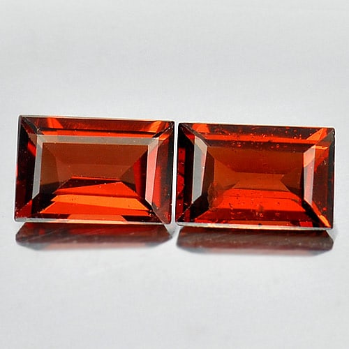 Natural Red Garnet 1.36 Ct. Matching Pair  Baguette Shape 6 x 4 Mm. Gemstone From Tanzania (1 of 3)