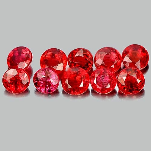 Natural Red Songea Sapphire 1.60 Ct. 10 Pcs. Round Shape 3 Mm. Gemstone From Tanzania (1 of 3)