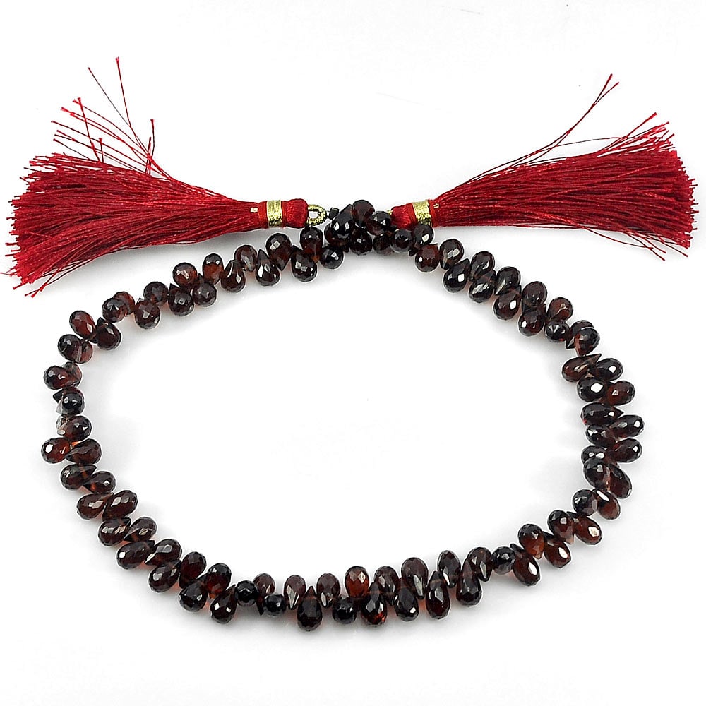 Natural Red Garnet 112.00 Ct. Briolette Unheated Gemstones Beads Length 10 Inch (1 of 3)