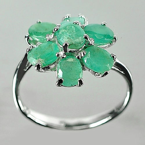 925 Sterling Silver Ring Jewelry with Natural Gemstone Green Emerald  Size 7 (1 of 3)