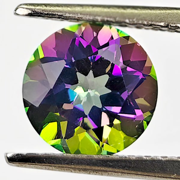 Natural Mystic Topaz 1.55 Ct. Round Shape 7.1 Mm. Gemstone From Brazil (1 of 3)