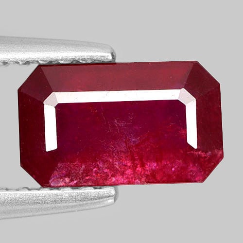 Certified Natural Purplish Red Ruby 1.43 Ct. Octagon Shape 4.98 x 8.15 Mm No indication fo Heating (1 of 3)