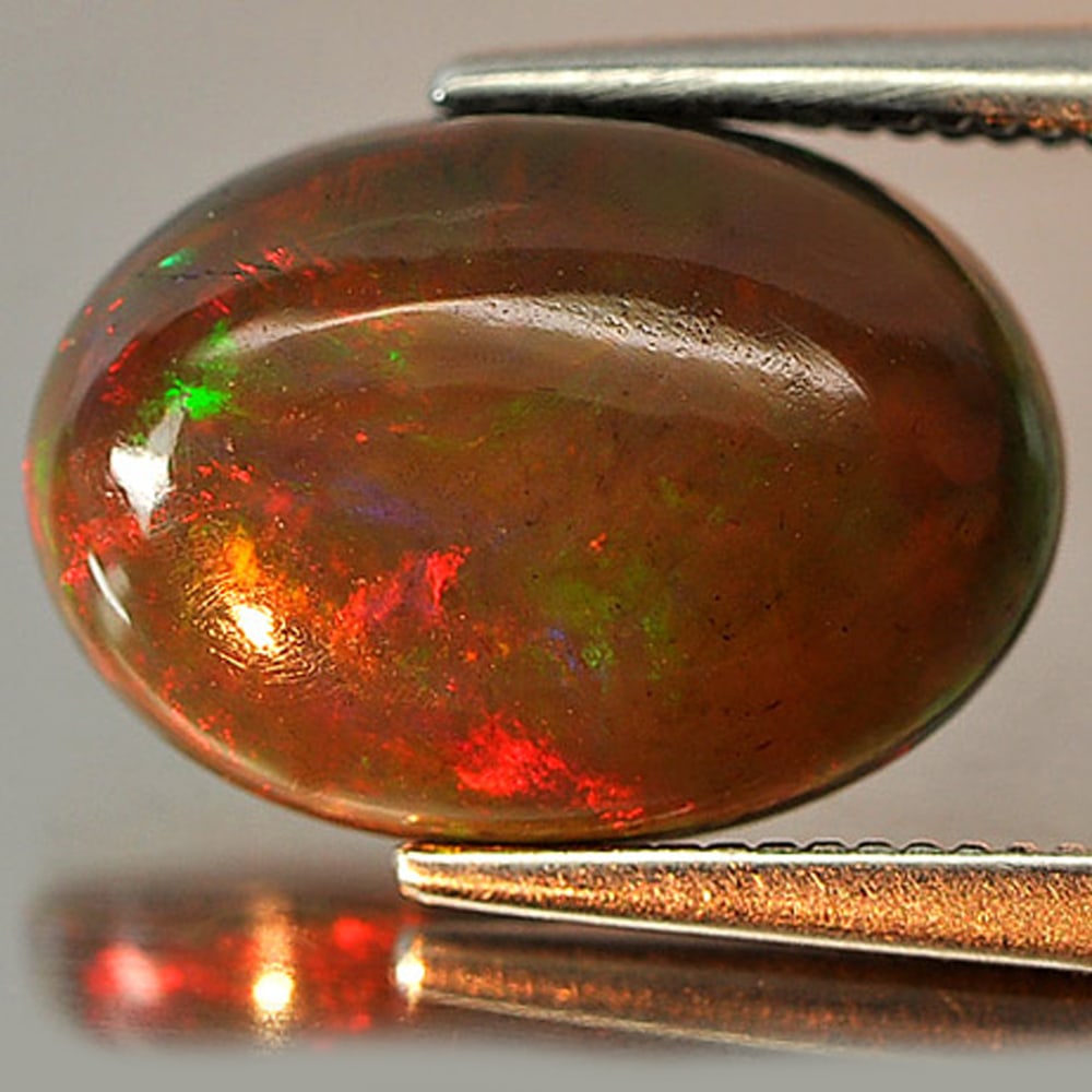 Fire Red Black Opal 2.55 Ct. Oval Cabochon Shape 12.8 x 9.2 Mm. Natural Gemstone From Ethiopia (1 of 3)