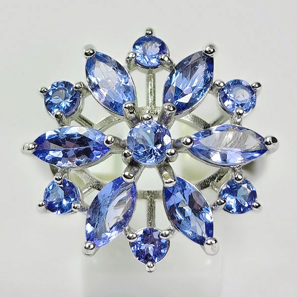 Natural Violetish Blue Tanzanite 925 Sterling Silver Ring Jewelry 5.80 Grams Size 8 (1 of 3)