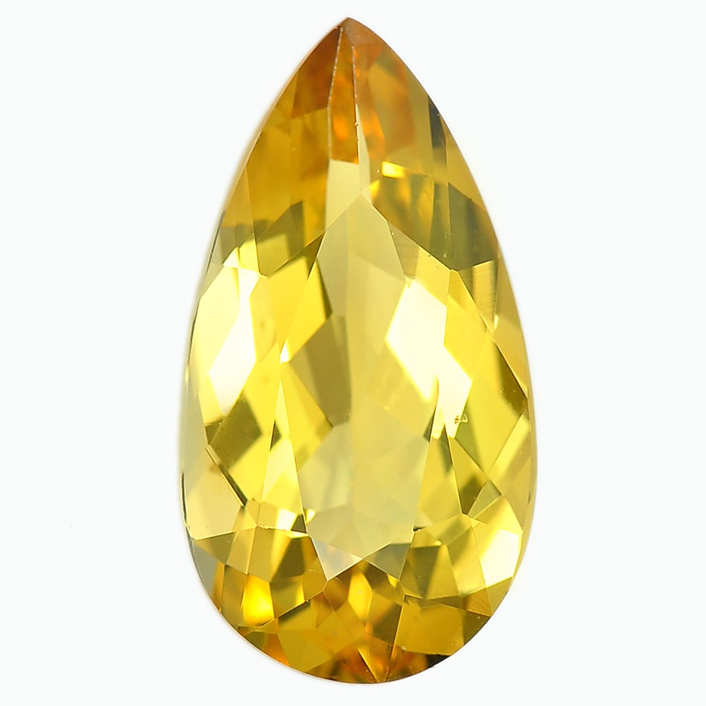 Natural Yellow Beryl 5.33 Ct. VVS Pear Shape 17.2 x 9.2 Mm. Unheated Gemstone From Brazil (1 of 3)