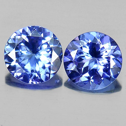 Natural Violetish Blue Tanzanite 1.12 Ct. Matching Pair Round Shape 5.4 Mm. Gemstone (1 of 3)