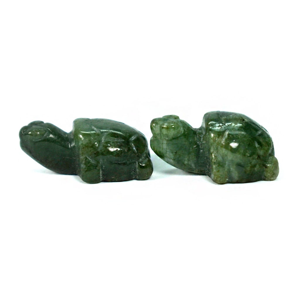 Natural Green Jade 42.68 Ct. 2 Pcs. 2 Pcs. Turtle Carving Size 14 x 22 x 10 Mm.: Product ID: 818102529 Product Name: Natural Gemstones Weight: 42.68 CT. Size: 14 x 22 x 10 MM. Shape: Caving Color: Green Clarity:Opaque Luster: Good Gems Origin: Burma Treatment: Unheated Crystal Str
