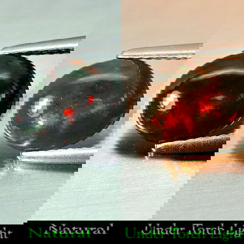 Natural Fire Red Black Opal 1.31 Ct. Oval Cabochon Shape 9.8 x 8.1 Mm. Gemstone From Ethiopia (1 of 3)