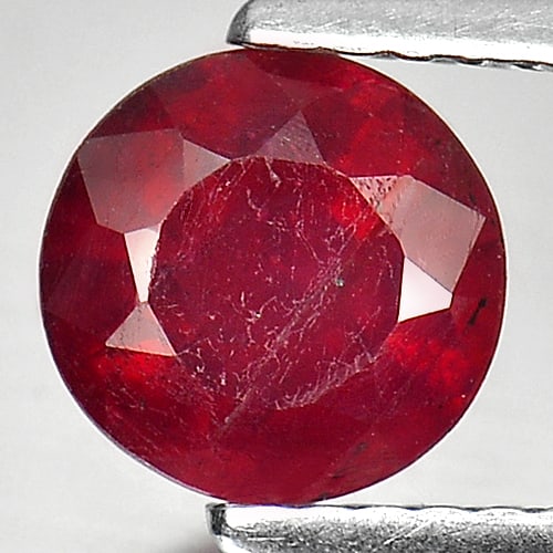 Natural Pinkish Red Ruby 1.39 Ct. Round Shape 6.7 Mm. Gemstone From Madagascar (1 of 3)