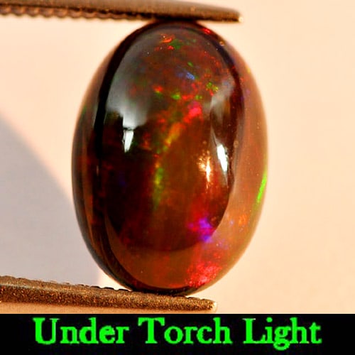 Natural Fire Red Black Opal 2.27 Ct. Oval Cabochon Shape 12 x 8.4 Mm. Gemstone From Ethiopia (1 of 3)