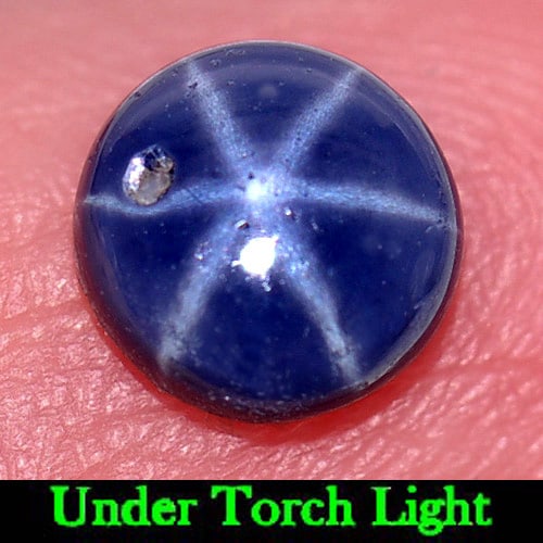 Natural Blue Star Sapphire 1.16 Ct. Round Cabochon Shape 6.2 Mm. Gemstone From Madagascar: Product ID: 806010464 Product Name: Natural Star Sapphire Weight: 1.16 CT. Size: 6.2 x 6.2 x 2.7 MM. Shape: Round Cabochon Color: Blue Clarity:Opaque Luster: Good 6 Rays Star Gems Origin: Madagascar T