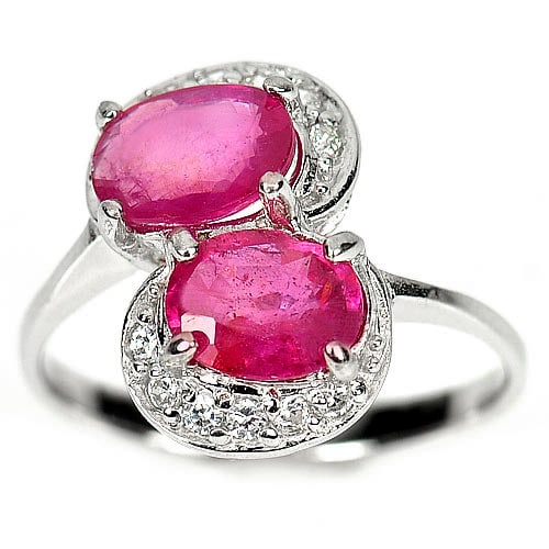 Natural Purplish Pink Ruby 925 Sterling Silver Jewelry  3.12 Grams Ring Size 7.5 (1 of 3)