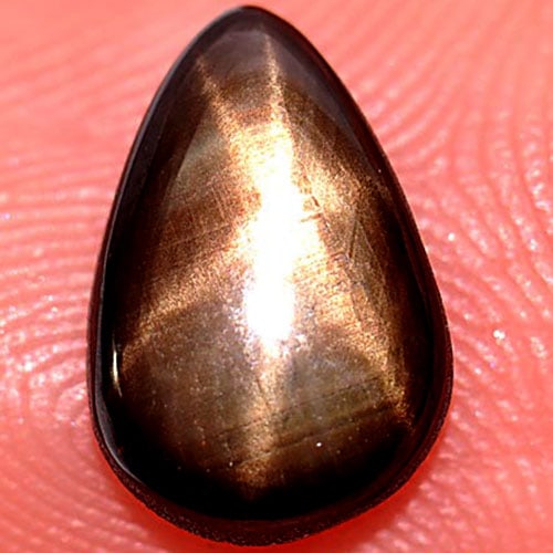 Natural Black Star Sapphire 6 Rays 2.17 Ct. Pear Cabochon Shape 10.1 x 6.8 Mm. Gemstone (1 of 3)