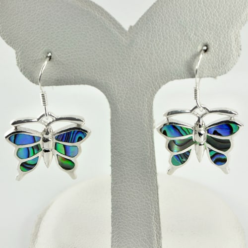 925 Sterling Silver Earrings Jewelry 5.52 Grams with Multi Color Abalone Shell (1 of 3)