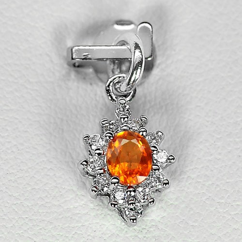 Natural Orange Songea Sapphire 925 Sterling Silver Pendant Jewelry 0.74 Grams (1 of 3)
