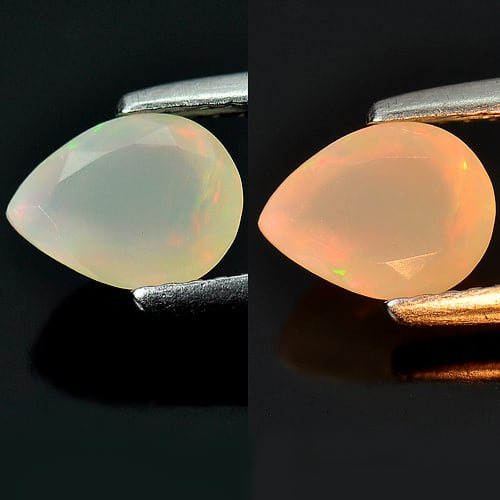Natural Multi-Color Opal 0.75 Ct. Pear Shape 8 x 6 Mm. Gemstone Unheated: Product ID: 818719487 / Product Name: Natural Opal / Weight: 0.75 CT. / Size: 8 x 6 x 4.5 MM. / Shape: Pear / Color: Multi Color / Clarity:Semi - Transparent / Luster: Good / Gems Origin: Ethiopia / T