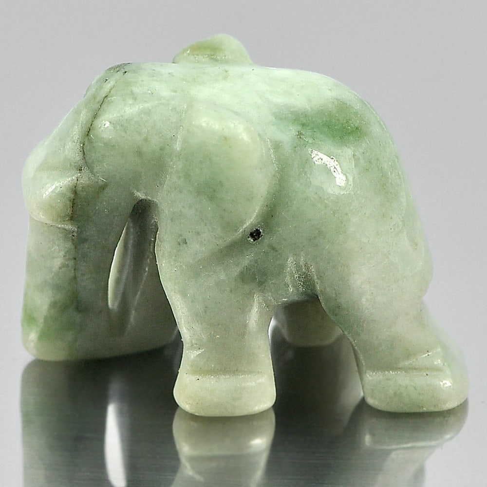 Natural Green White Jade Elephant Carving 26 x 19 Mm. 55.35 Ct. Gemstone Unheated (1 of 3)