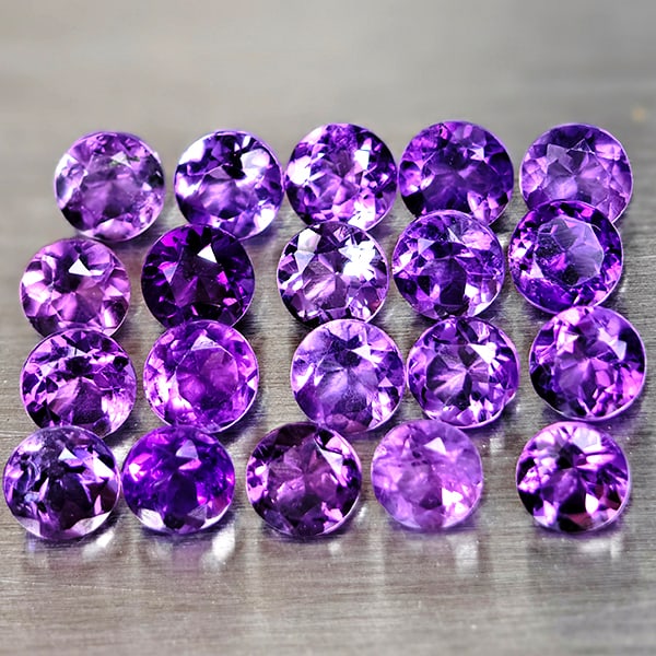 Natural Purple Amethyst 2.15 Ct. 20 Pcs. VVS Round Shape 3.1 Mm. Gemstone From Brazil (1 of 3)