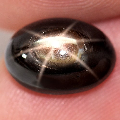 Natural Black Star Sapphire 6 Rays 5.15 Oval Cabochon Shape 10.8 x 7.5 Mm Gemstone From Thailand (1 of 3)