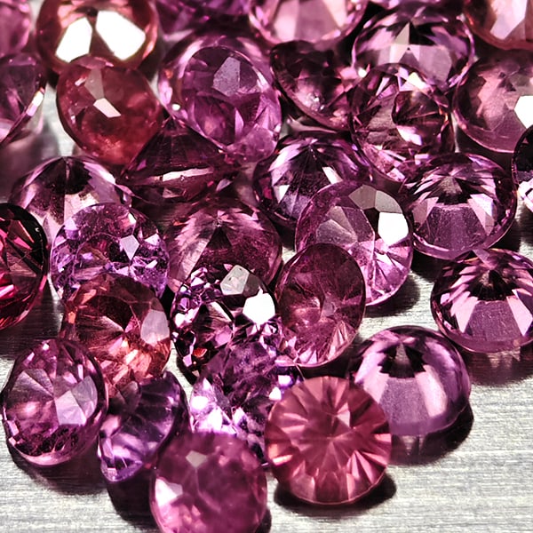 Natural Purplish Pink Rhodolite 2.84 Ct. 50 Pcs. VVS Round Diamond Cut 2.3 Mm. Gemstone From (1 of 3)