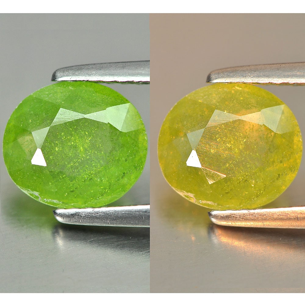 Natural Green Titanium Sphene With Rainbow Spark 1.77 Ct. Oval 8.7 x 7.6 Mm. Gemstone From (1 of 3)
