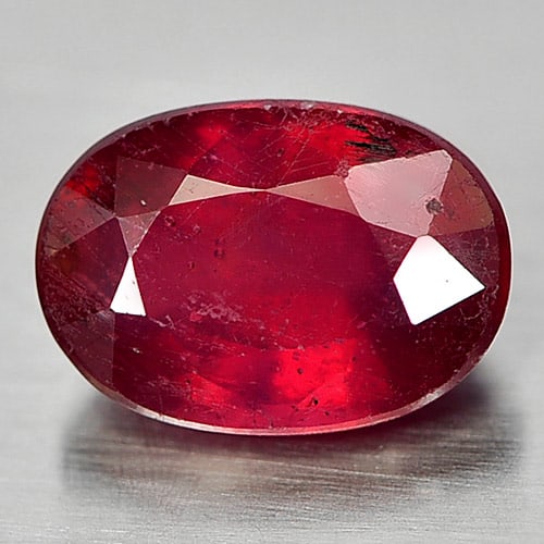 Natural Pinkish Red Ruby 1.26 Ct. Oval Shape 7.2 x 5 Mm. Gemstone From Madagascar (1 of 3)