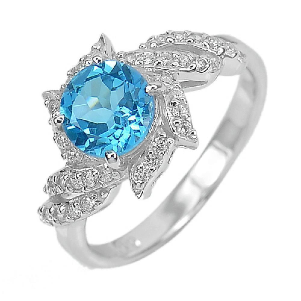 Natural Blue Topaz 925 Sterling Silver Jewelry 3.39 Grams Ring Size 7 (1 of 3)