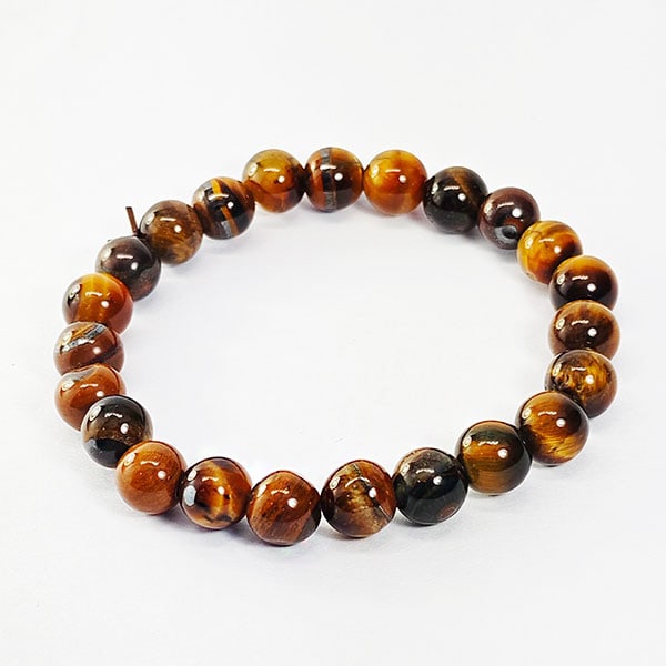 Natural Yellow Brown Color Tigers Eye 91.00 Ct. Beads Bracelet Length 7 Inch. Gemstone From Thailand (1 of 3)