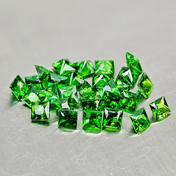 Natural Green Chrome Tourmaline 1.60 Ct. 28 Pcs. Square Princess Cut 2.3 Mm Gemstone From Nigeria (1 of 3)
