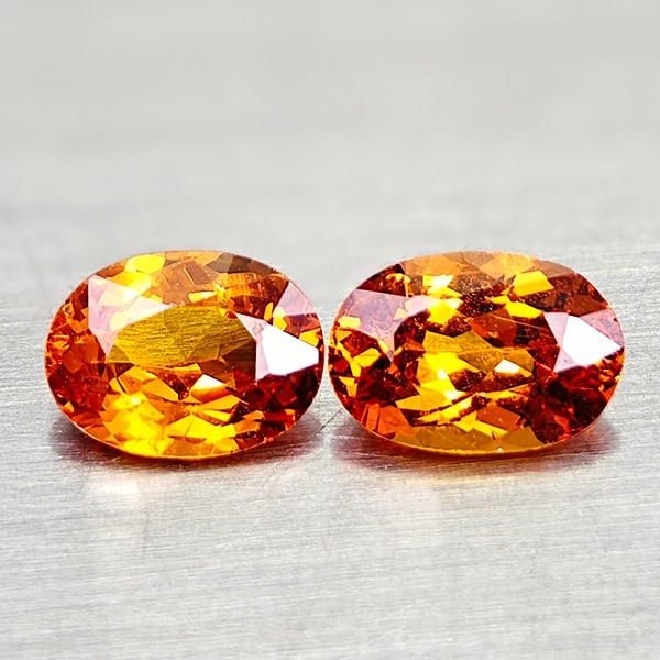 Natural Orangish Red Spessartine Garnet 1.77 Ct. 2 Pcs Oval Shape 6.8 x 4.7 Mm Gemstone From Nigeria: Product ID: 802936411 Product Name: Natural Spessartine Weight: 1.77 CT. Size: 6.8 x 4.7 x 3.5 MM. Shape: Oval Shape Color: Orangish Red Clarity:VSI Luster: Good Gems Origin: Nigeria Treatment: Unheat