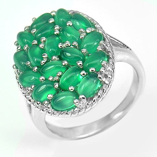 Natural Green Aventurine 925 Sterling Silver Ring White Gold Plated Jewelry Size 9 (1 of 3)