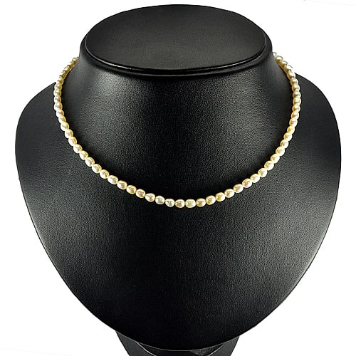 Natural Cream Pink Pearl Beads Strand 47.74 Ct. Fancy Cabochon Shape Length 14 Inch.: Product ID: 805206330 Product Name: Natural Pearl Weight: 47.74 CT. Size: Length 14 Inch. 5 x 4 MM. Shape: Fancy Cabochon Color: Cream Pink Clarity:Opaque Luster: Strong Iridescent Gems Origin: China 