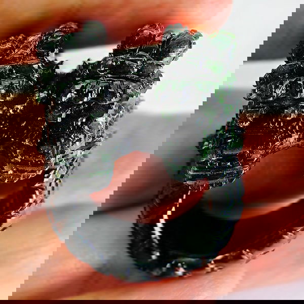 Natural Green Jade Ring 144.45 Ct. Double Dragon Head Carving Size 9.5 (1 of 3)