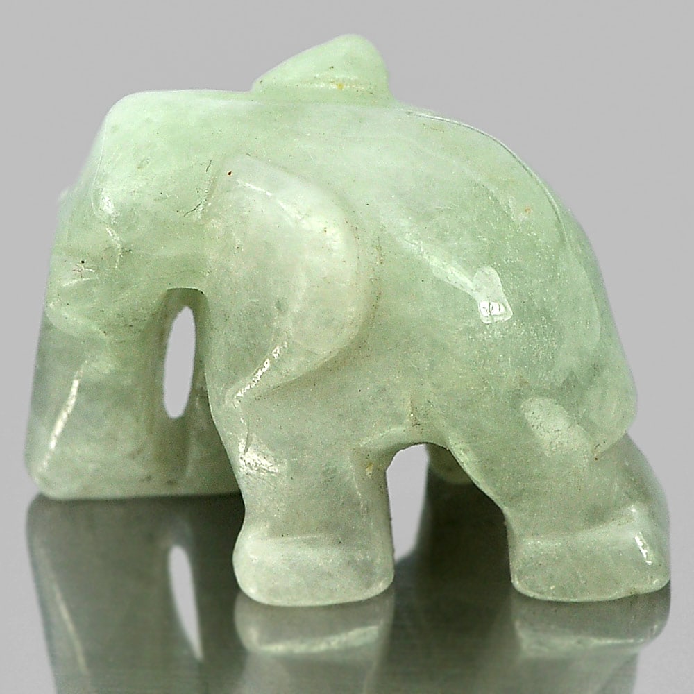 Natural Green Jade 54.69 Ct. Elephant Carving Size 26 x 19 Mm. Gemstone Unheated: Product ID: 819813048 Product Name: Natural Jade Weight: 54.69 CT. Size: 26 x 19 x 16 MM. Shape: Elephant Carving Color: Green Clarity:Opaque Luster: Good Gems Origin: Thailand Treatment: Unheated Cry