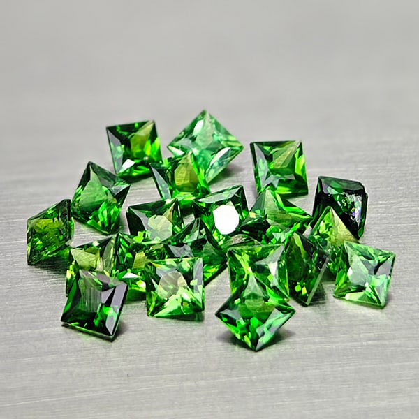 Natural Green Chrome Tourmaline 1.09 Ct. 20 Pcs. Square Princess Cut 2.3 Mm Gemstones From Nigeria (1 of 3)