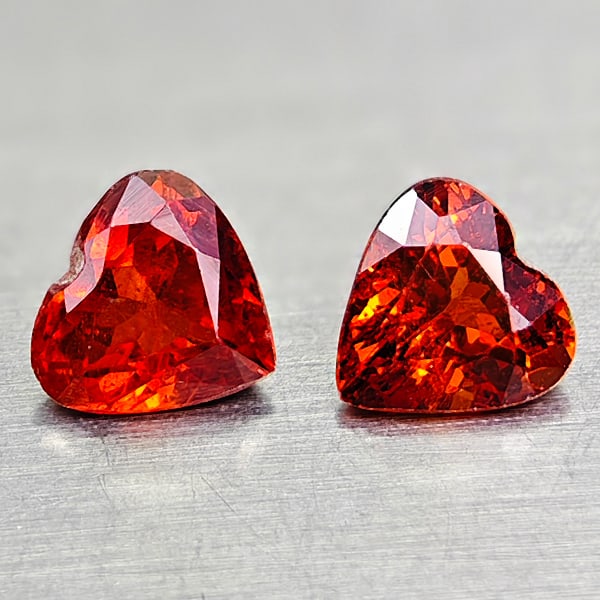 Natural Orange Spessartine Garnet 1.72 Ct. 2 Pcs Heart Shape 5.6 x 5.5 Mm Gemstones From Nigeria: Product ID: 802936417 Product Name: Natural Spessartine Weight: 1.72 CT. Size: 5.6 x 5.5 x 3.6 MM. Shape: Heart Shape Color: Orangish Red Clarity:VSI Luster: Good Gems Origin: Nigeria Treatment: Unhea