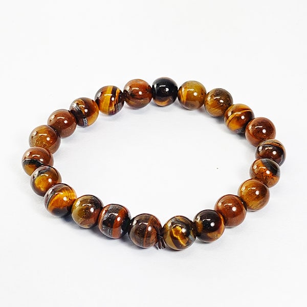 Natural Yellow Brown Color Tigers Eye 89.60 Ct. Beads Bracelet Length 6 Inch. Gemstone From Thailand (1 of 3)