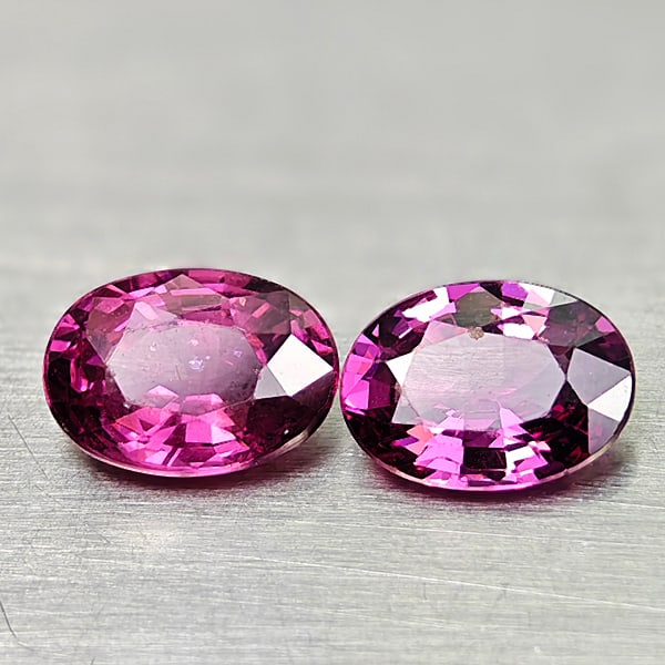 Natural Purplish Pink Rhodolite Garnet 1.68 Ct. 2 Pcs Oval Shape 6.9 x 4.9 Mm Gemstone From (1 of 3)
